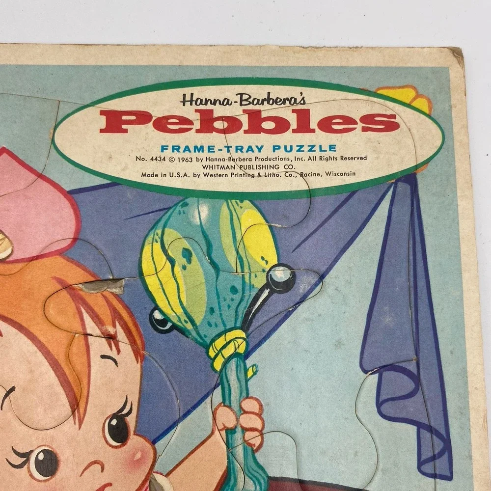 Vtg Lot 3 Whitman Frame Tray Puzzles Hanna-Barbera Flintstones‎ Top Cat Pebbles
